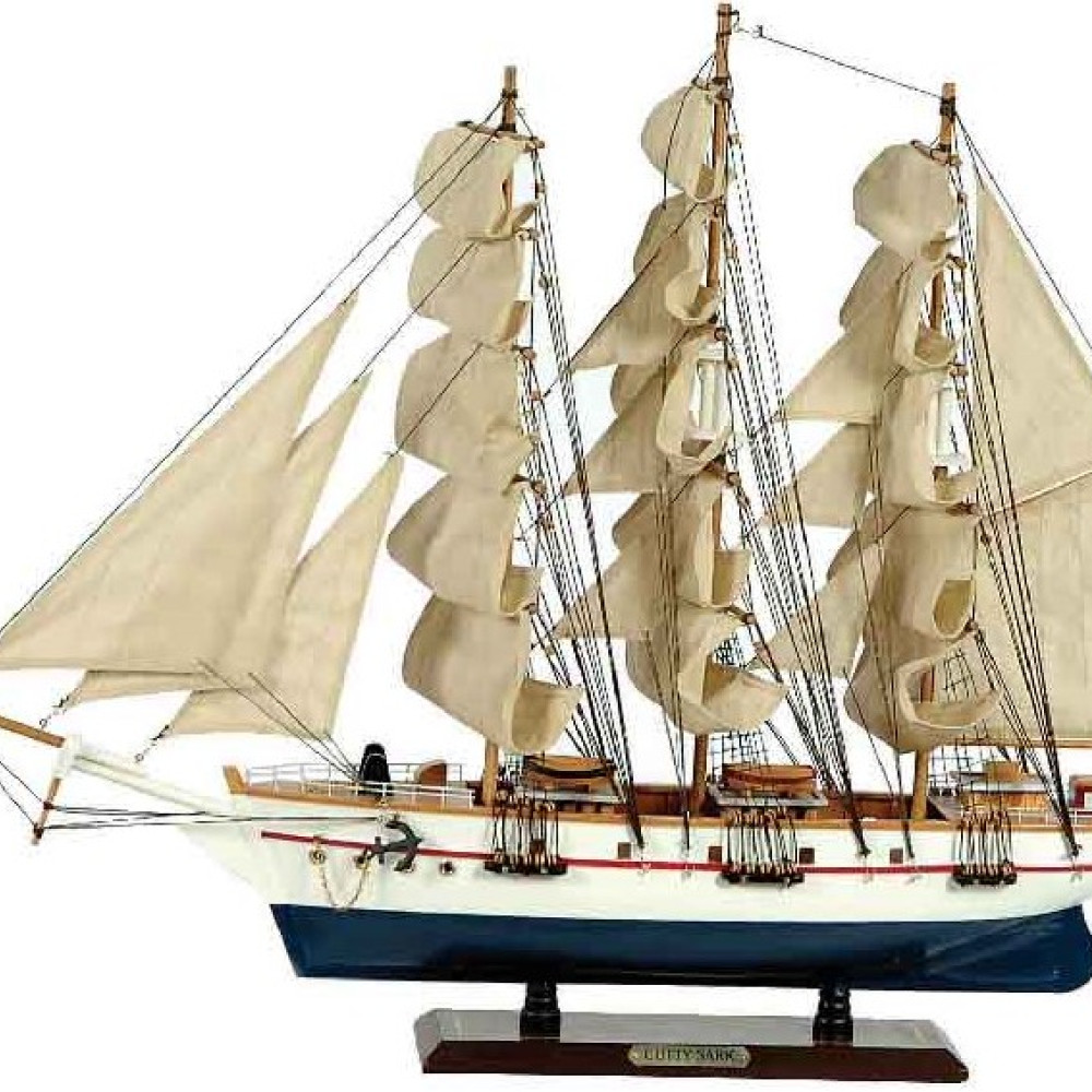 Ξύλινο Παραδοσιακό Καράβι 120 x 19 x 97 (H) cm, Χρώμα Λευκό 31119