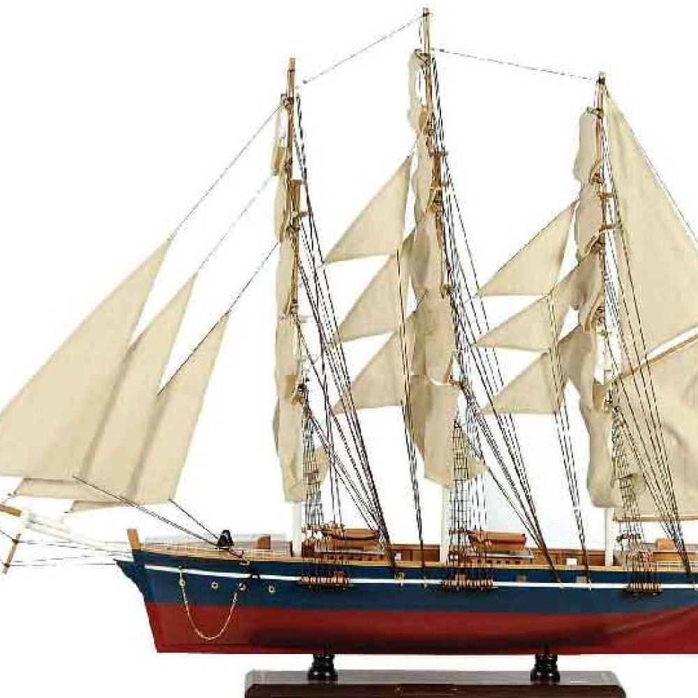 Ξύλινο Παραδοσιακό Καράβι 150 x 23 x 124 (H) cm, Χρώμα Μπλέ-Κόκκινο31121