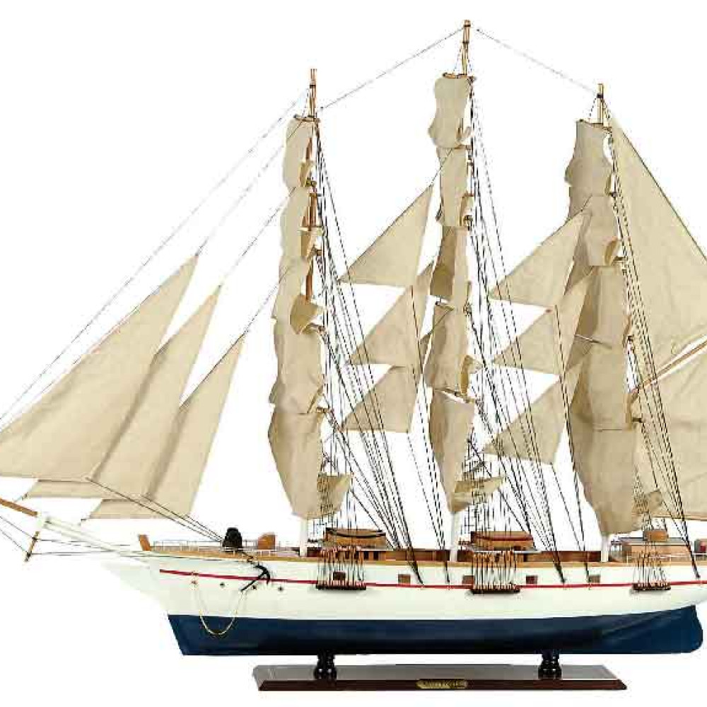Ξύλινο Παραδοσιακό Καράβι 150 x 23 x 124 (H) cm, Χρώμα Λευκό-31122