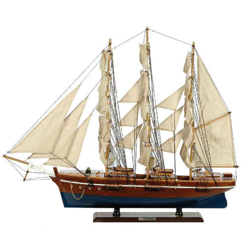 Ξύλινο Παραδοσιακό Καράβι 150 x 23 x 124 (H) cm, Χρώμα Καφέ-Μπλέ31123