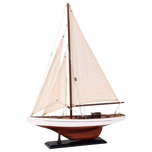 Ξύλινο Παραδοσιακό Καράβι 42 x 8 x 56(h)cm,Χρώμα Λευκό - Καφέ 50190318