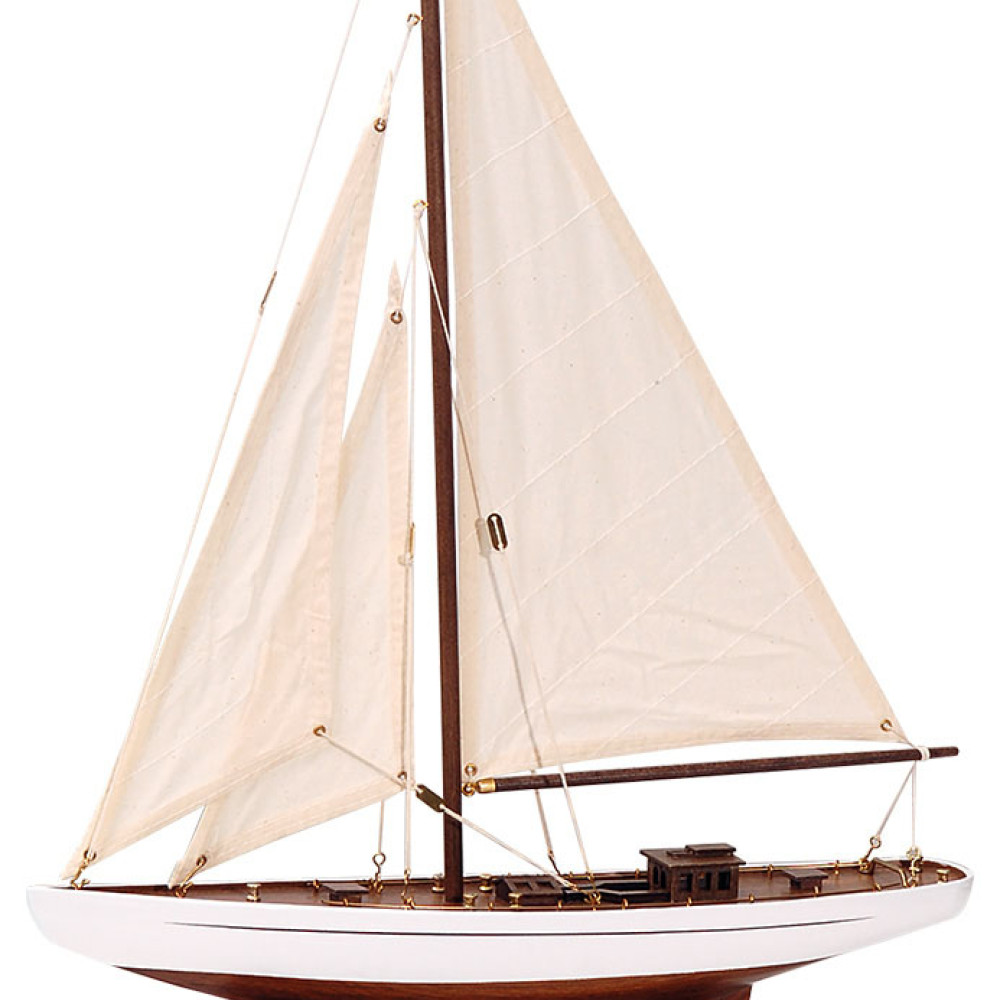 Ξύλινο Παραδοσιακό Καράβι 42 x 8 x 56(h)cm,Χρώμα Λευκό - Μπλέ  50190319