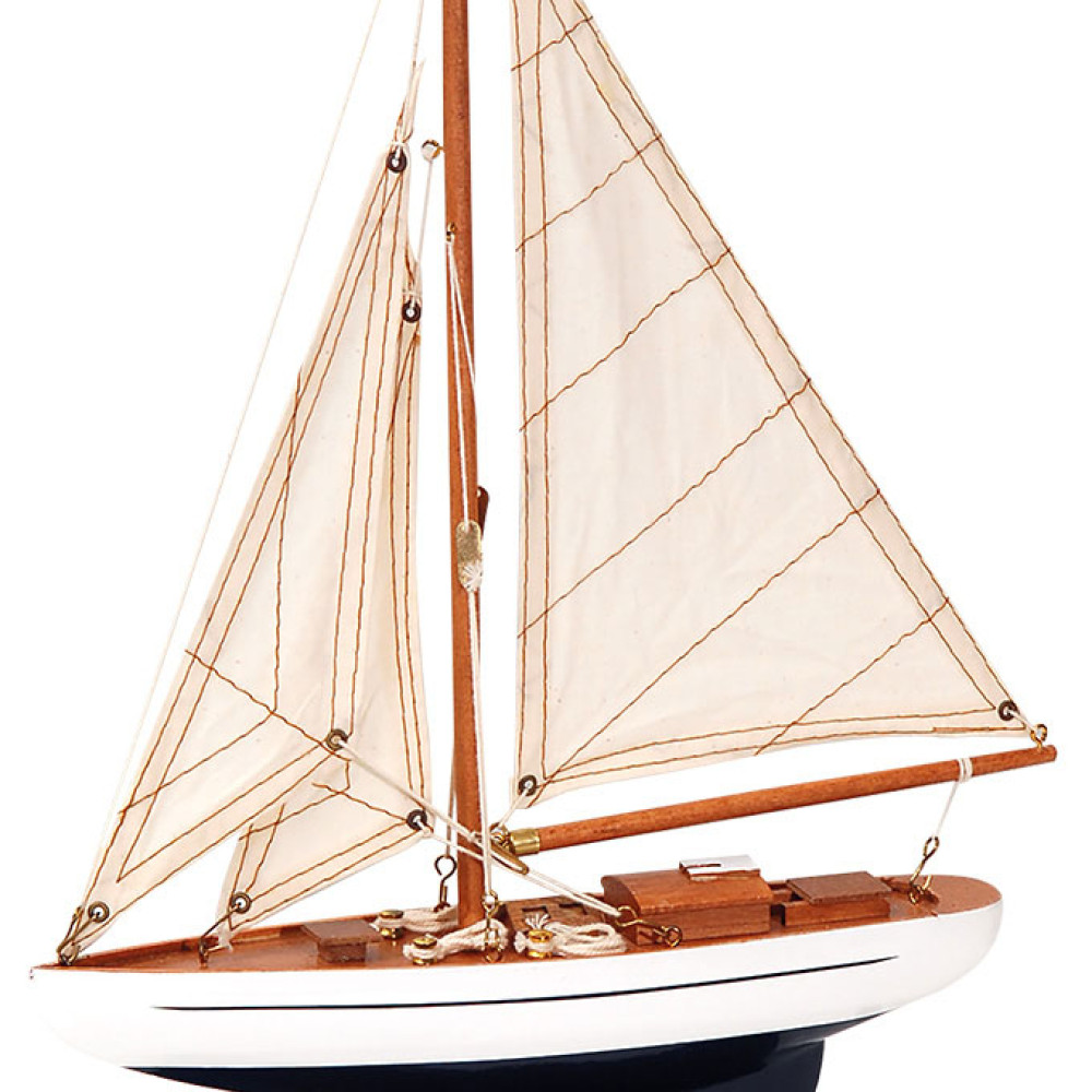 Ξύλινο Παραδοσιακό Καράβι 25 x 6 x 36(h)cm,Χρώμα Λευκό - Μπλέ  50190322