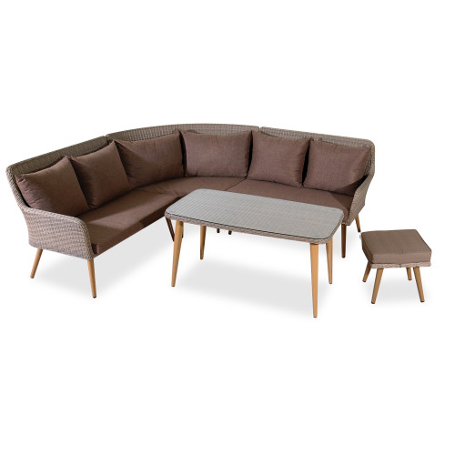 Tulip Γωνιακό Καθιστικό Σέτ Rattan 3 Τεμαχίων ,Με Αλουμίνιο Σκελετο  BR068