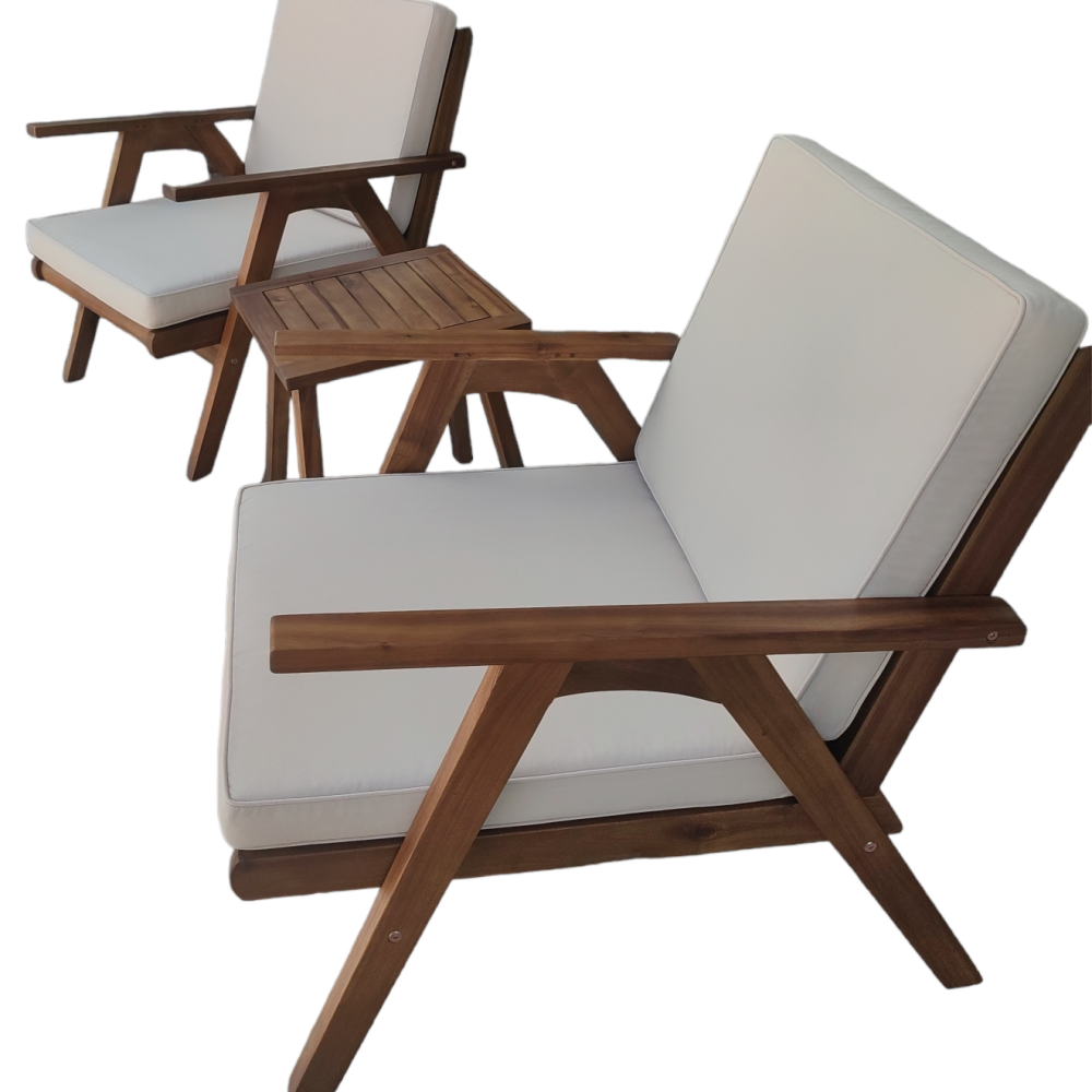 Ξύλινο Καθιστικό Σέτ Acacia Wood ,3 Τεμαχίων
