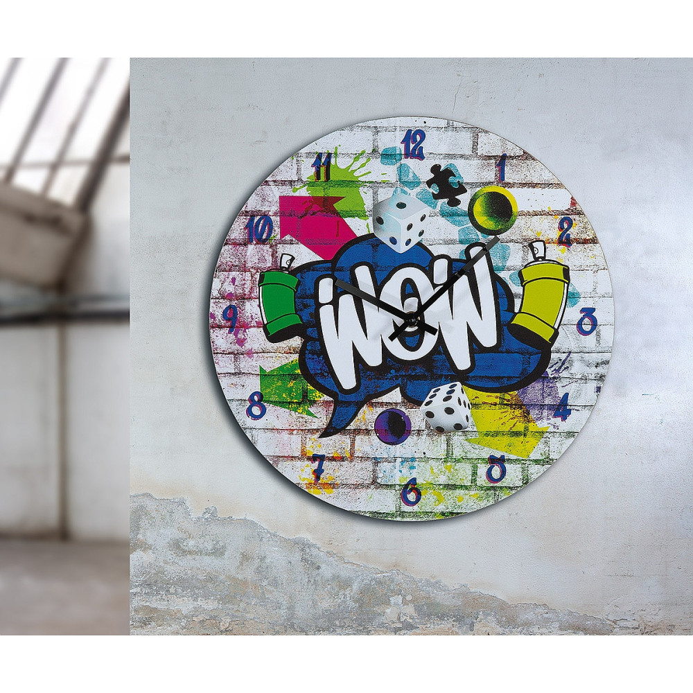 Ρολόι Τοίχου ArteLibre 'Wow' Με Γκράφιτι Πολύχρωμο MDF Φ33.8x2cm05160842