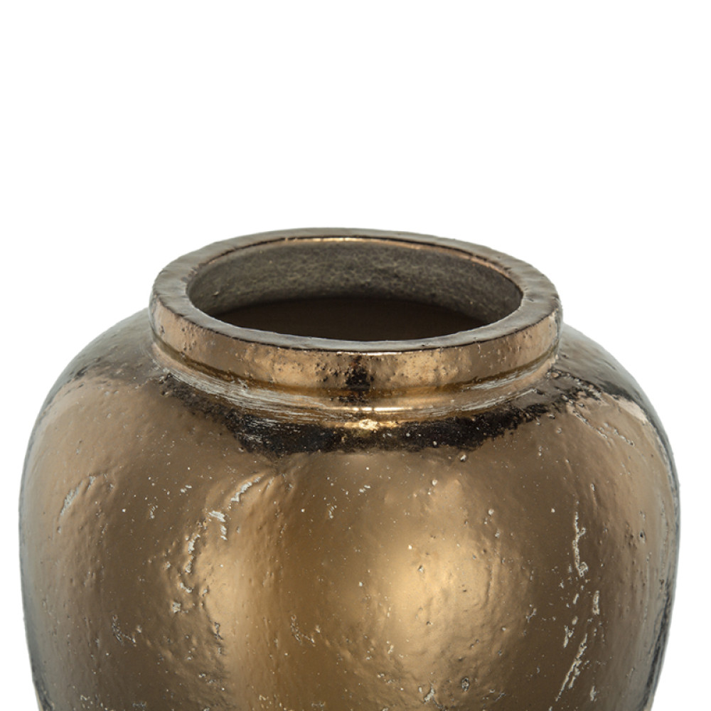 Artekko Candia Βάζο από Τερακότα σε Μπρονζέ με Μπεζ (33x33x40)cm