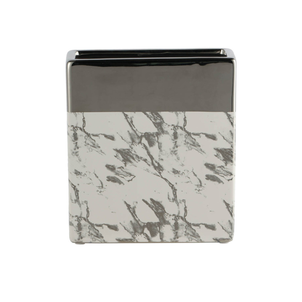 Artekko Silver Κεραμικό Βάζο σε Λευκό με Ασημί (17.5x9x19)cm