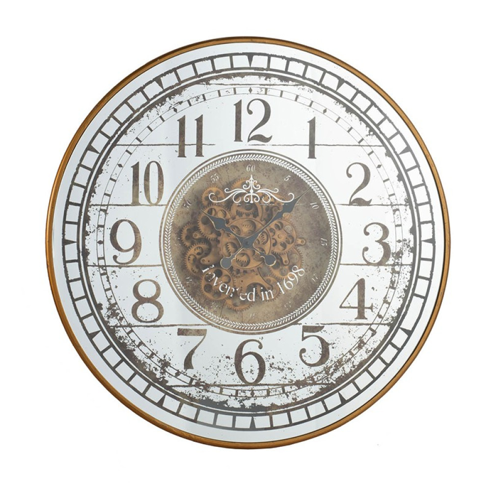Artekko Clock Μπρονζέ Ρολόι Τοίχου MDF με Καθρέφτη (81.8x10.2x81.8)cm