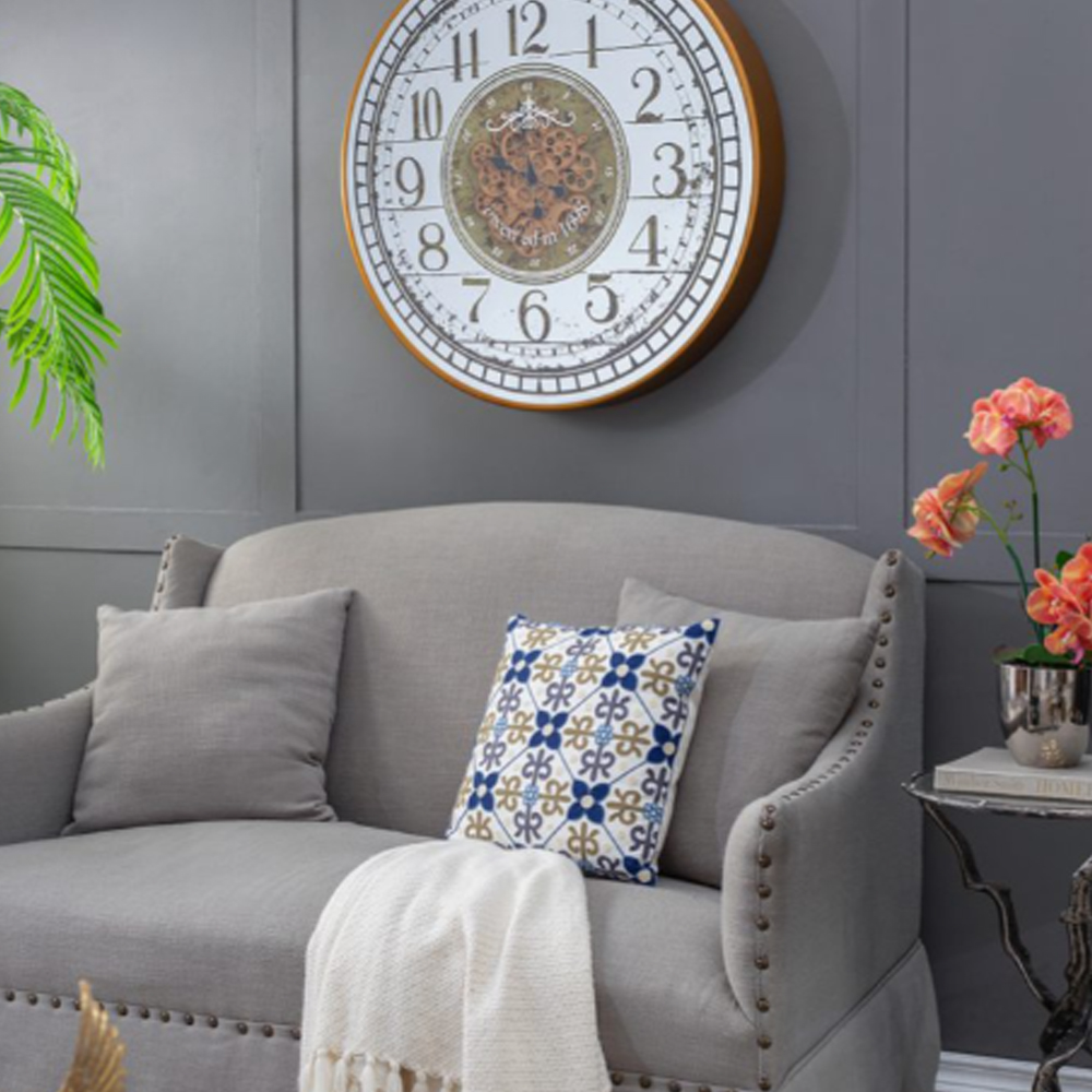 Artekko Clock Μπρονζέ Ρολόι Τοίχου MDF με Καθρέφτη (81.8x10.2x81.8)cm
