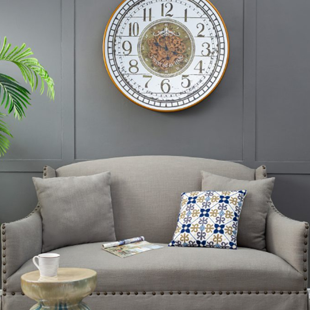 Artekko Clock Μπρονζέ Ρολόι Τοίχου MDF με Καθρέφτη (81.8x10.2x81.8)cm