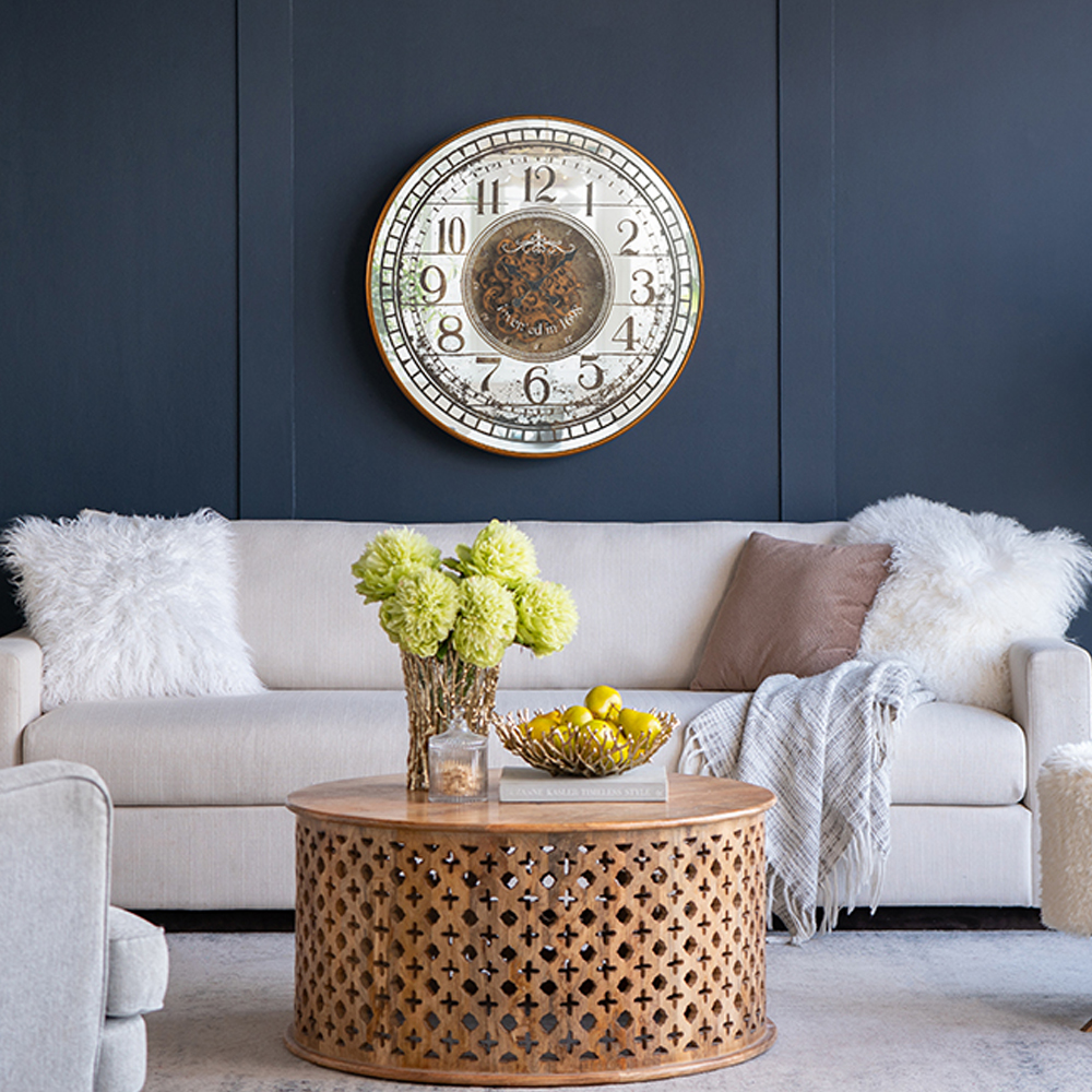 Artekko Clock Μπρονζέ Ρολόι Τοίχου MDF με Καθρέφτη (81.8x10.2x81.8)cm