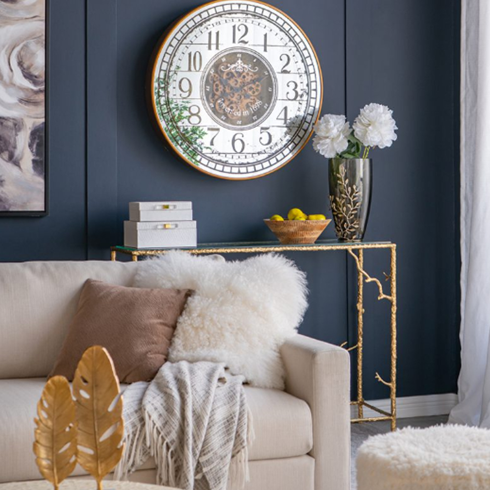 Artekko Clock Μπρονζέ Ρολόι Τοίχου MDF με Καθρέφτη (81.8x10.2x81.8)cm