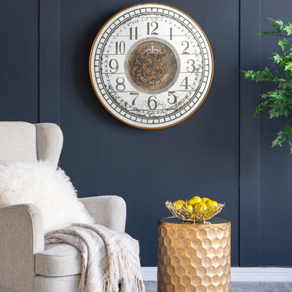 Artekko Clock Μπρονζέ Ρολόι Τοίχου MDF με Καθρέφτη (81.8x10.2x81.8)cm