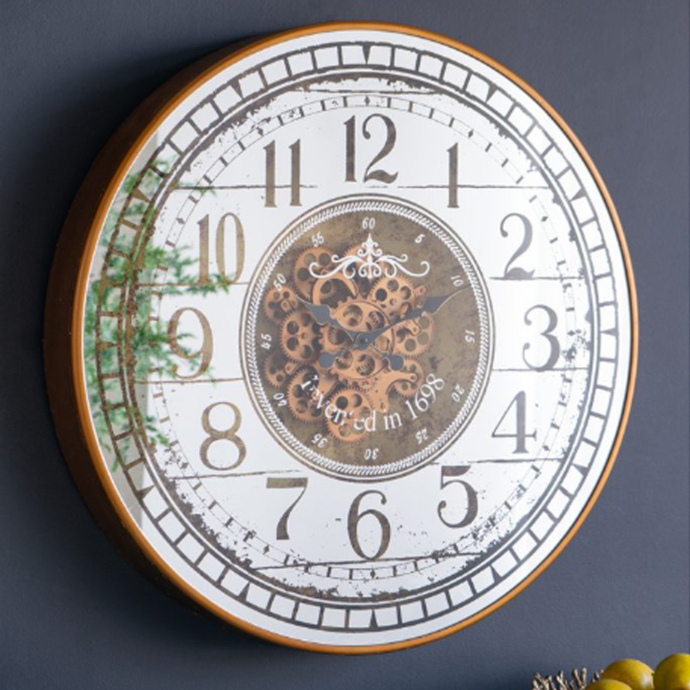 Artekko Clock Μπρονζέ Ρολόι Τοίχου MDF με Καθρέφτη (81.8x10.2x81.8)cm