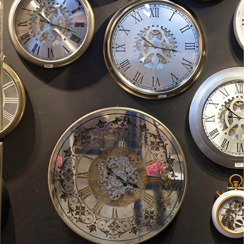 Artekko Clock Μπρονζέ Ρολόι Τοίχου MDF με Καθρέφτη (81.8x10.2x81.8)cm