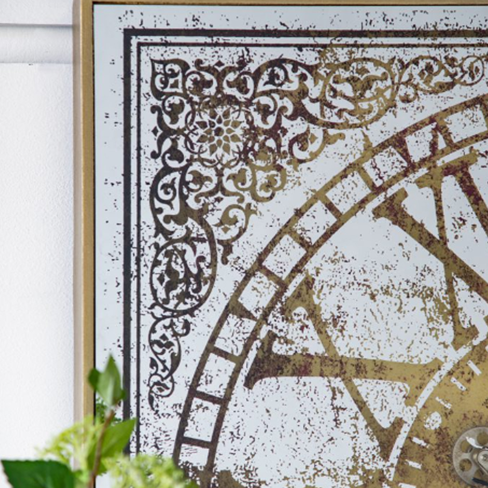 Artekko Clock Ρολόι Τοίχου MDF με Καθρέφτη με Χρυσές και Ασημί Λεπτομέρειες (81.8x10.2x81.8)cm
