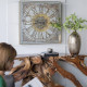 Artekko Clock Ρολόι Τοίχου MDF με Καθρέφτη με Χρυσές και Ασημί Λεπτομέρειες (81.8x10.2x81.8)cm