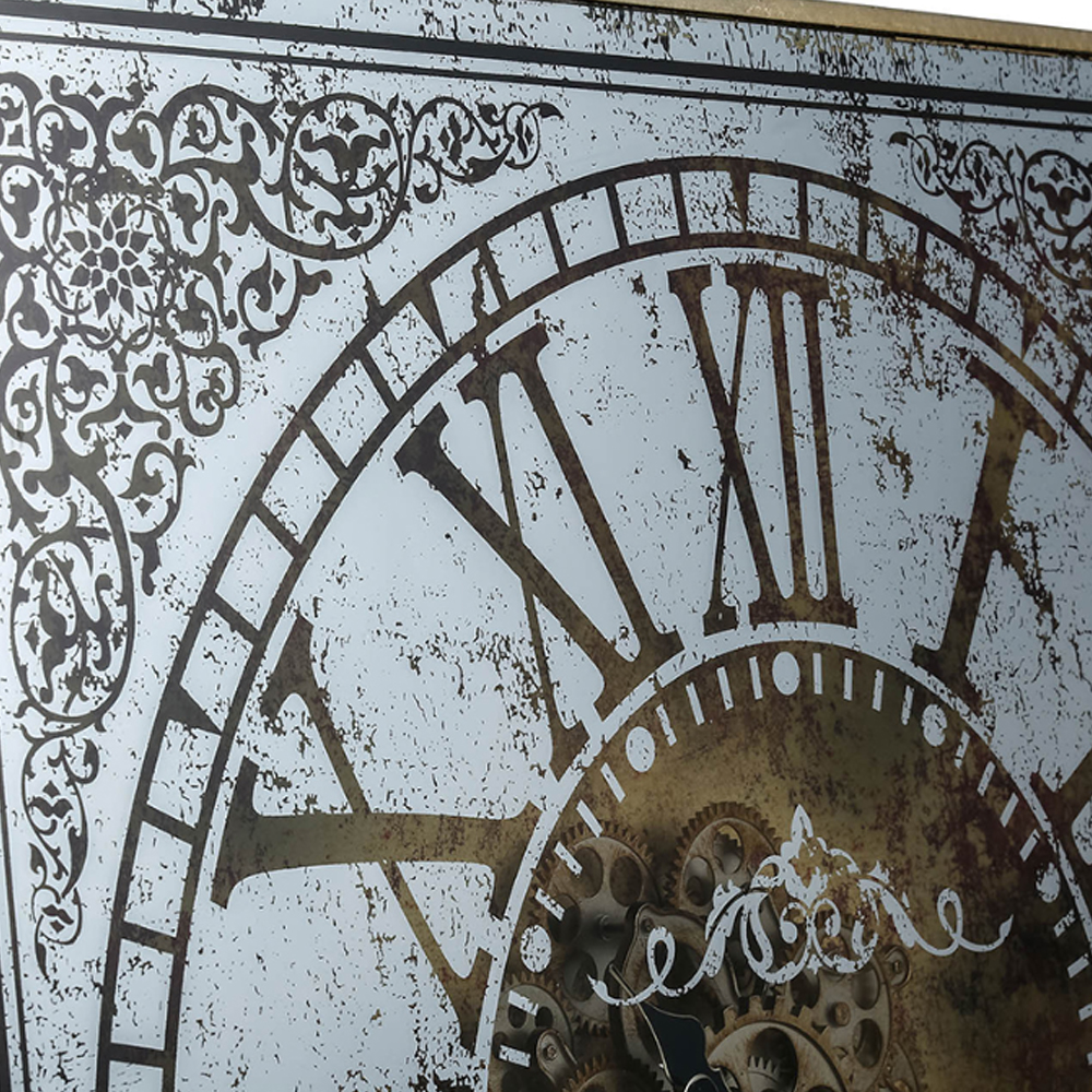 Artekko Clock Ρολόι Τοίχου MDF με Καθρέφτη με Χρυσές και Ασημί Λεπτομέρειες (81.8x10.2x81.8)cm