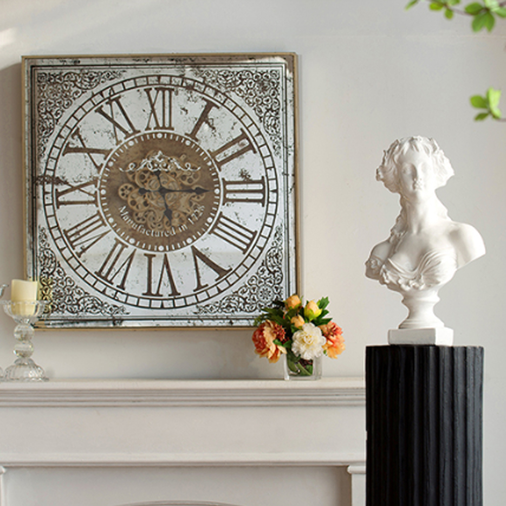 Artekko Clock Ρολόι Τοίχου MDF με Καθρέφτη με Χρυσές και Ασημί Λεπτομέρειες (81.8x10.2x81.8)cm