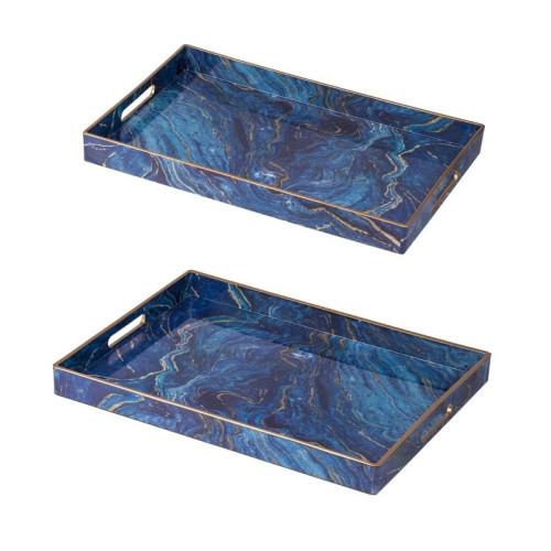 Artekko Tray Μπλε Πλαστικός Δίσκος Σερβιρίσματος (48x35x4.3)cm 2pcs