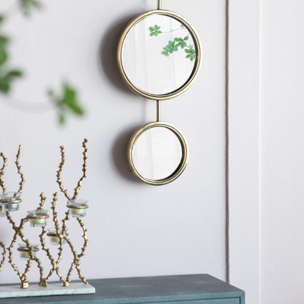 Artekko Mirror Χρυσός Μεταλλικός Καθρέπτης Τοίχου (28x5.5x72.5)cm
