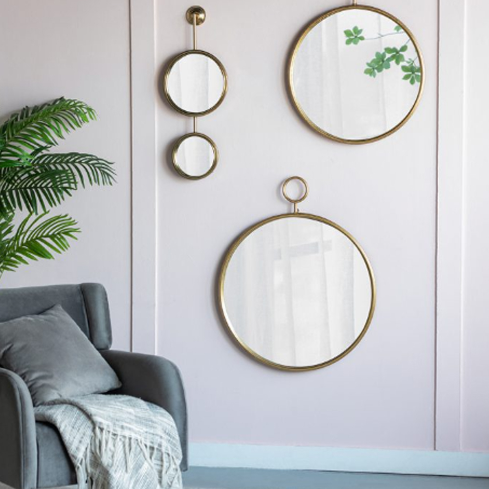 Artekko Mirror Χρυσός Μεταλλικός Καθρέπτης Τοίχου (28x5.5x72.5)cm