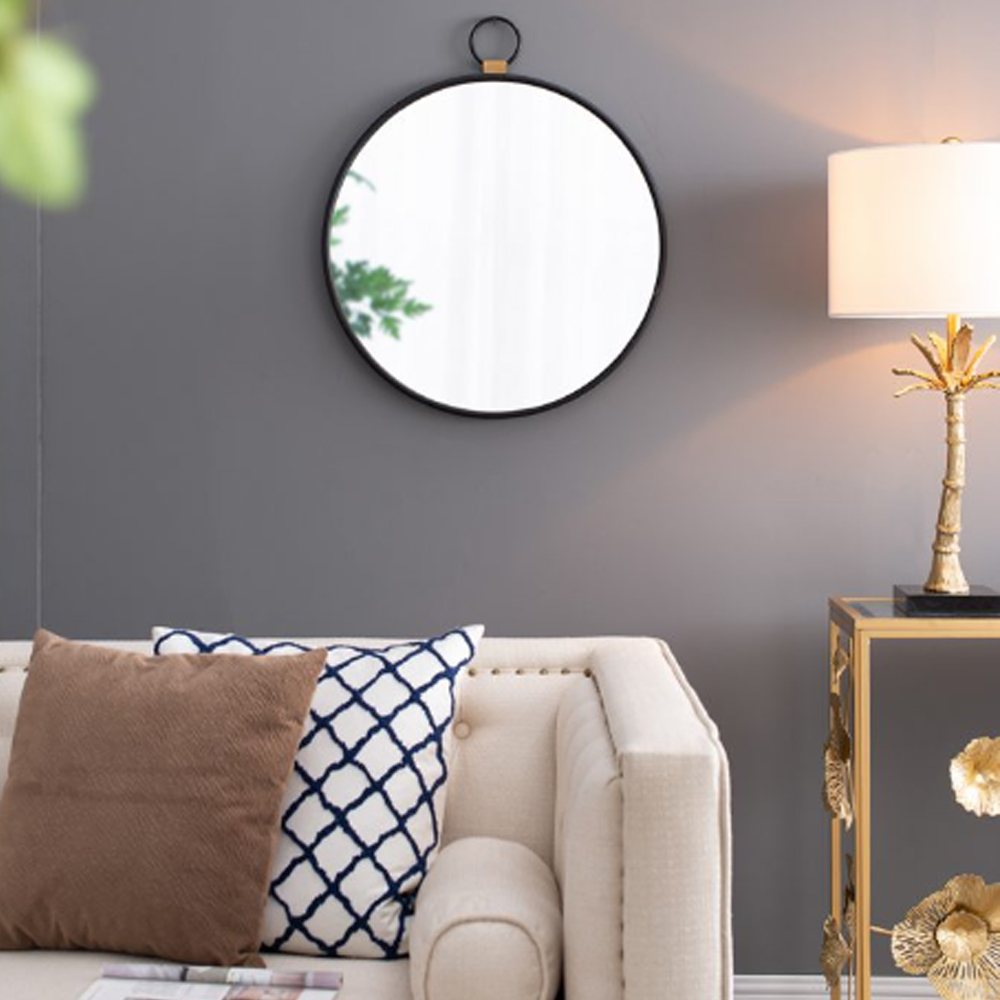 Artekko Mirror Μαύρος Μεταλλικός Καθρέπτης Τοίχου με Χρυσές Λεπτομέρειες (50x2x58)cm