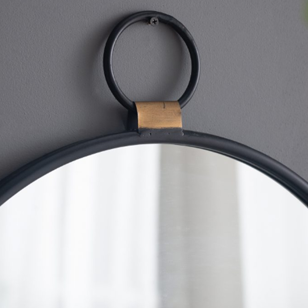 Artekko Mirror Μαύρος Μεταλλικός Καθρέπτης Τοίχου με Χρυσές Λεπτομέρειες (50x2x58)cm