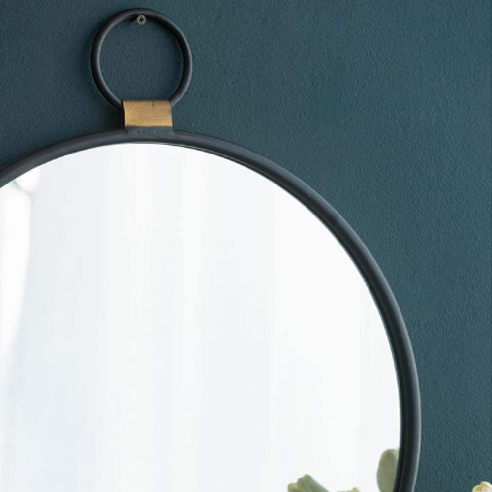 Artekko Mirror Μαύρος Μεταλλικός Καθρέπτης Τοίχου με Χρυσές Λεπτομέρειες (50x2x58)cm