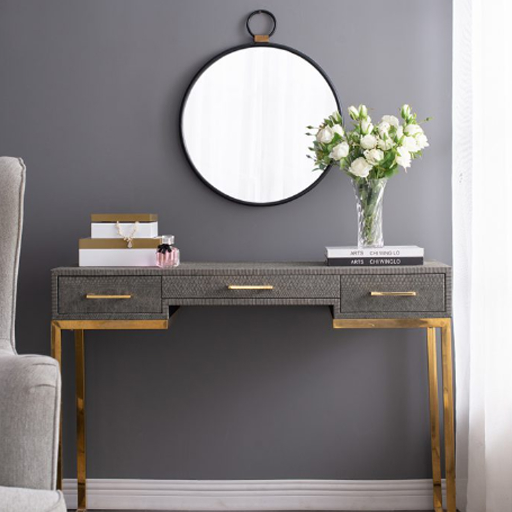 Artekko Mirror Μαύρος Μεταλλικός Καθρέπτης Τοίχου με Χρυσές Λεπτομέρειες (50x2x58)cm