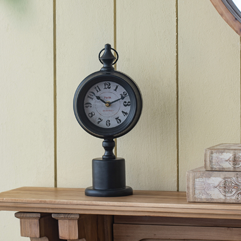 Artekko Clock Μαύρο Μεταλλικό Επιτραπέζιο Ρολόι (15.5x10.9x37.1)cm