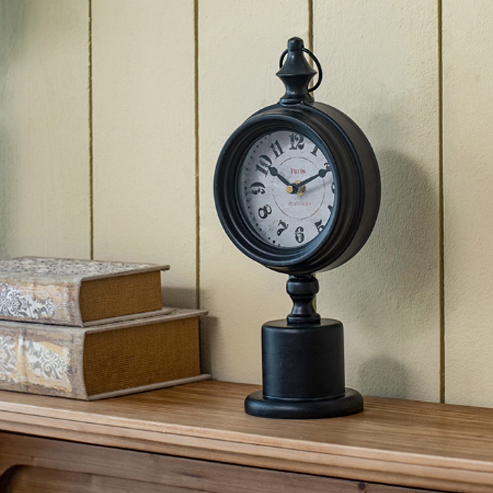 Artekko Clock Μαύρο Μεταλλικό Επιτραπέζιο Ρολόι (15.5x10.9x37.1)cm