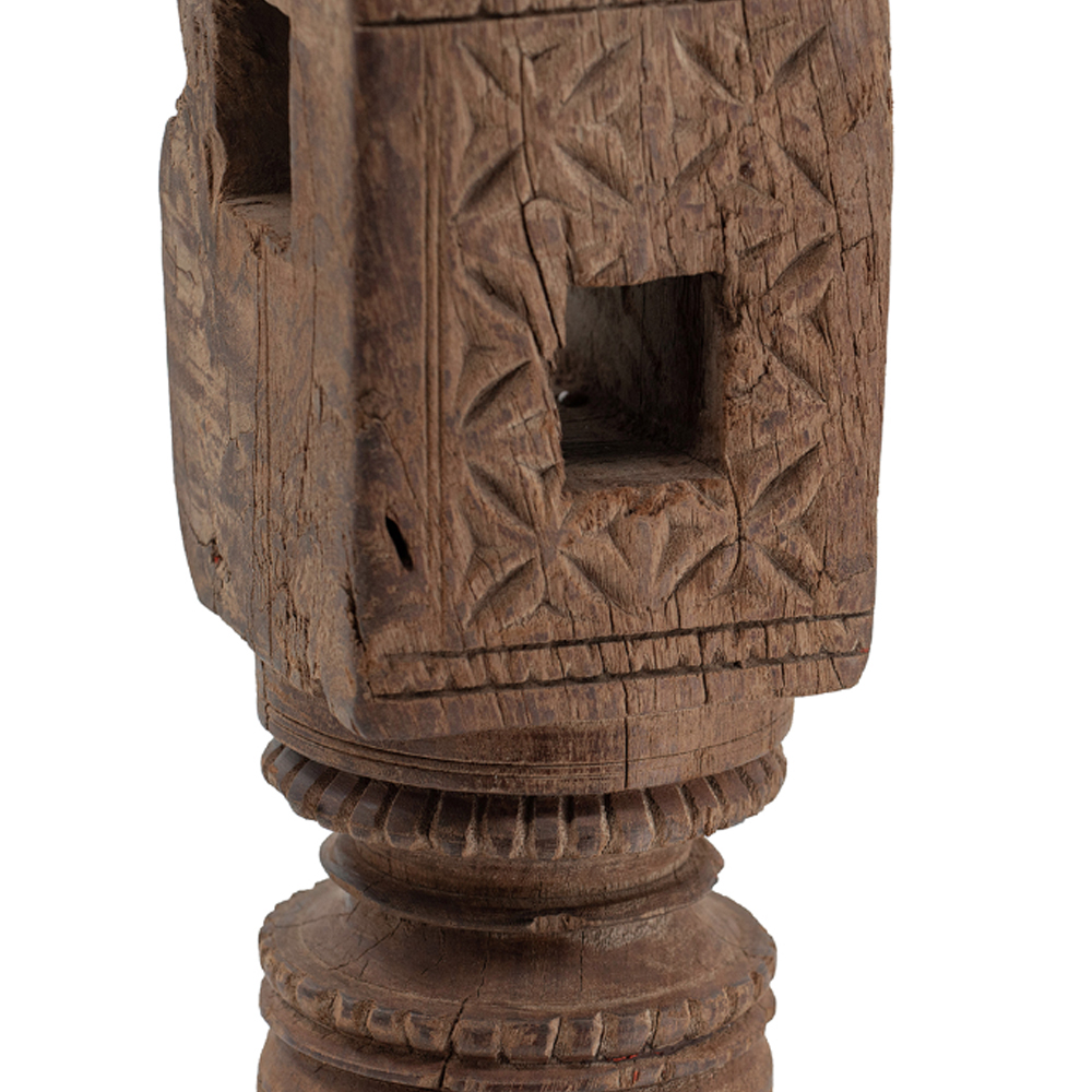 Artekko Pila Totem Κηροπήγιο Τοτέμ Ξύλο/Μέταλλο Καφέ/Μαύρο (10x10x68)cm