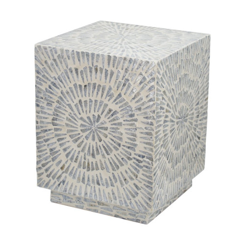Artekko49923 Ivory Τραπέζι Βοηθητικό Σκαμπό MDF Capiz Μπεζ (35x35x45)cm