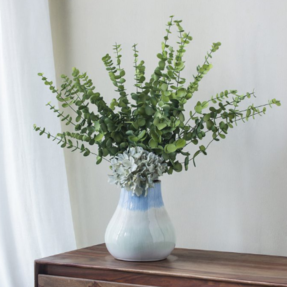 Artekko Silk Διακοσμητικό Κεραμικό Βάζο σε Μπεζ και Μπλε Αποχρώσεις (23x23x25.5)cm