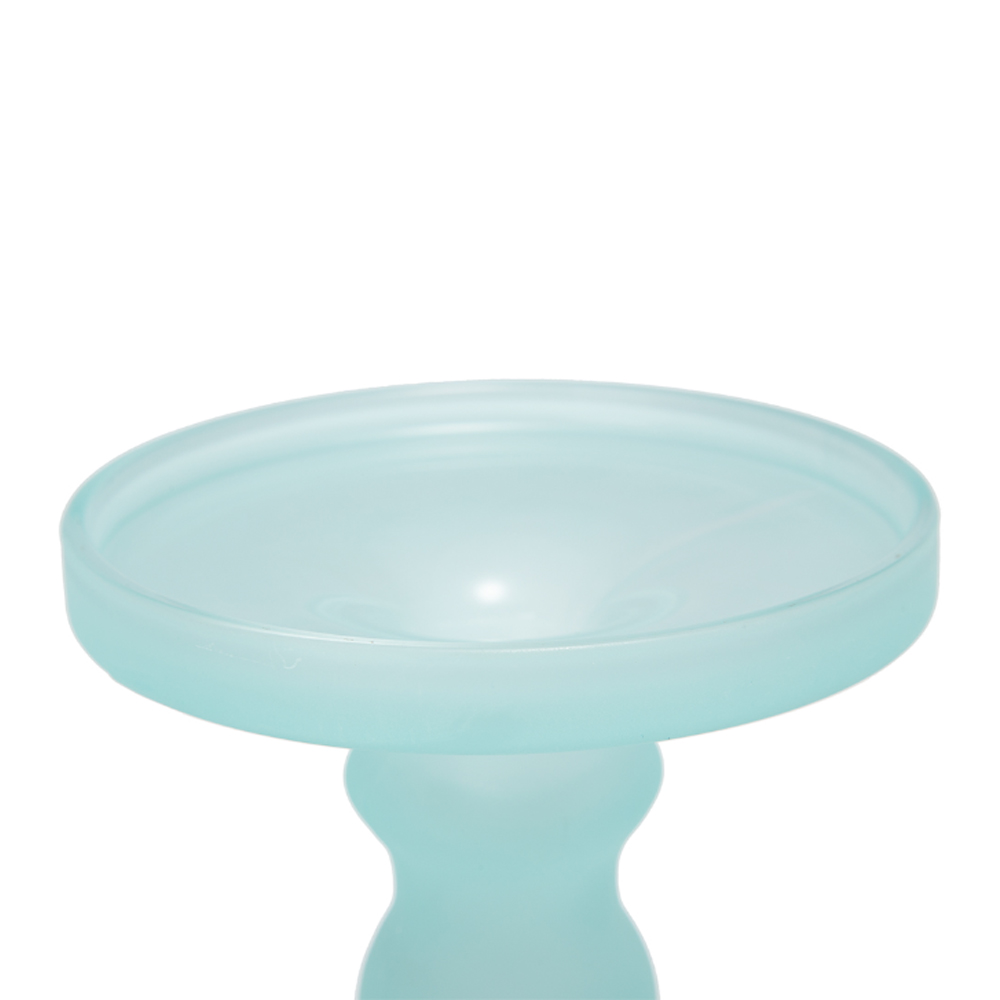 Artekko Frosted Γυάλινο Γαλάζιο Κηροπήγιο (13x13x35.5)cm 2pcs