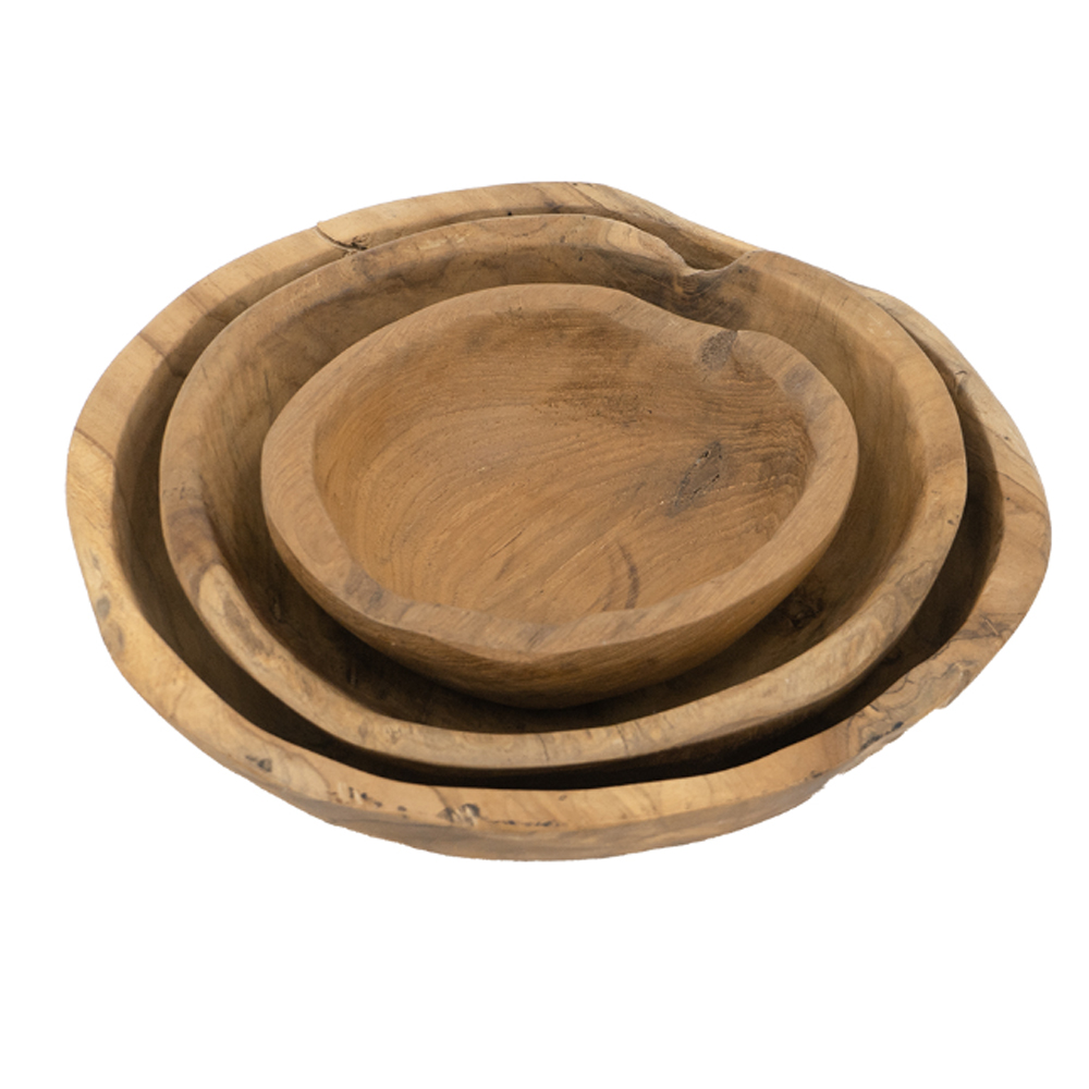 Artekko Woody Ξύλινο Μπολ σε Φυσική Απόχρωση (25x25x8)cm (20x20x7.5)cm (15x15x6.5)cm 3pcs