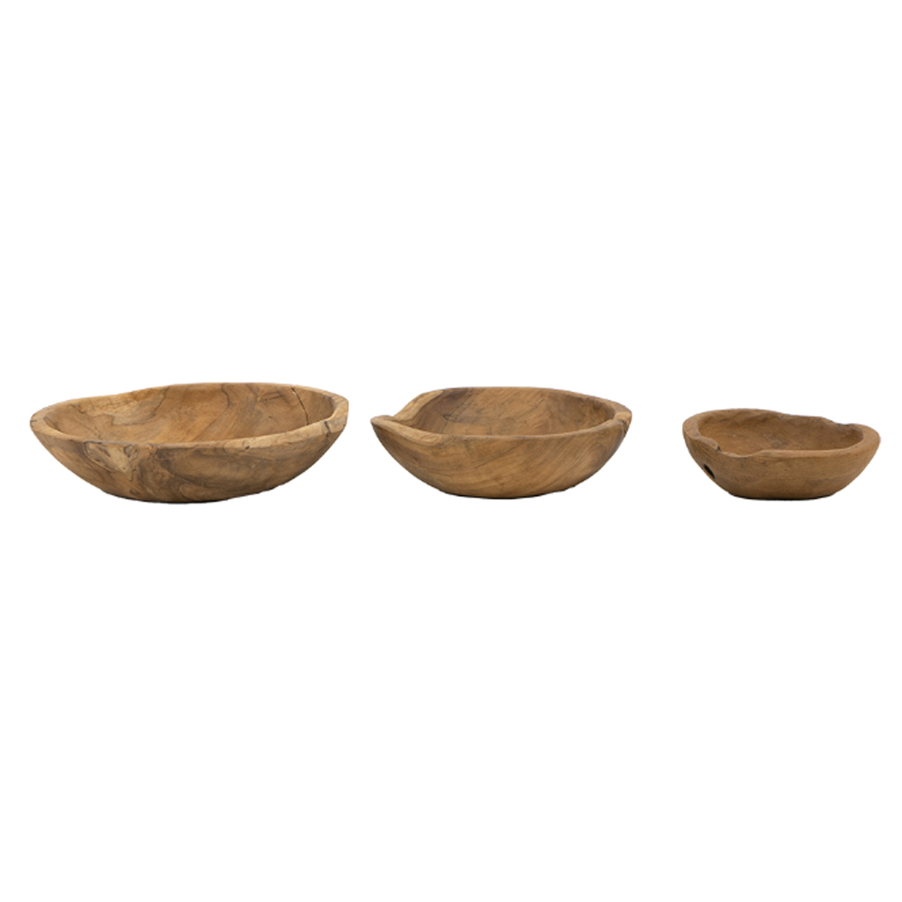 Artekko Woody Ξύλινο Μπολ σε Φυσική Απόχρωση (25x25x8)cm (20x20x7.5)cm (15x15x6.5)cm 3pcs