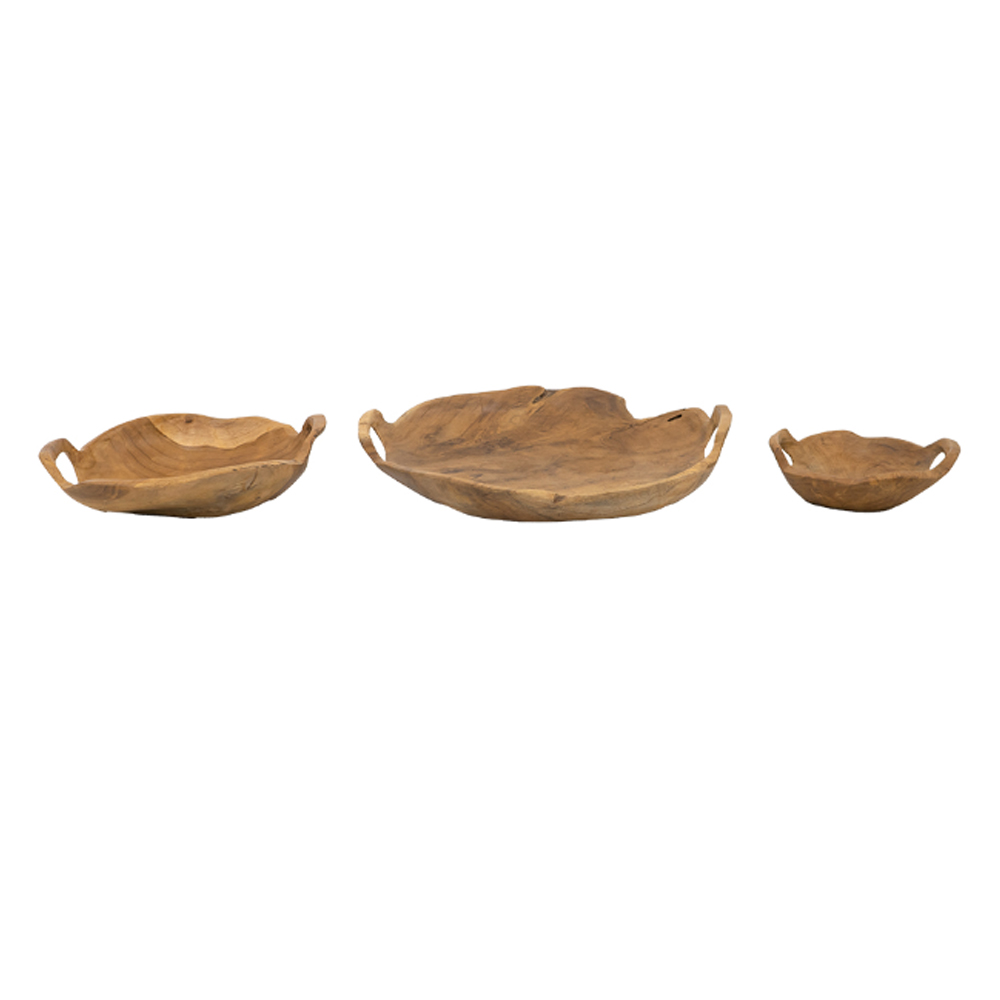 Artekko Woody Ξύλινο Μπολ σε Φυσική Απόχρωση (40x40x8)cm (30x30x8)cm (21x21x6.5)cm 3pcs