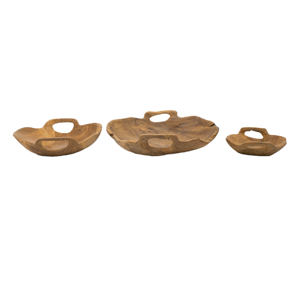Artekko Woody Ξύλινο Μπολ σε Φυσική Απόχρωση (40x40x8)cm (30x30x8)cm (21x21x6.5)cm 3pcs