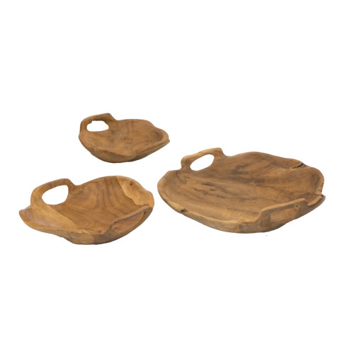 Artekko Woody Ξύλινο Μπολ σε Φυσική Απόχρωση (40x40x8)cm (30x30x8)cm (21x21x6.5)cm 3pcs