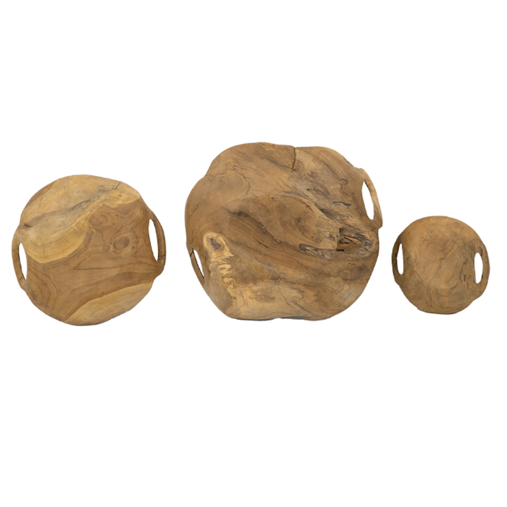 Artekko Woody Ξύλινο Μπολ σε Φυσική Απόχρωση (40x40x8)cm (30x30x8)cm (21x21x6.5)cm 3pcs