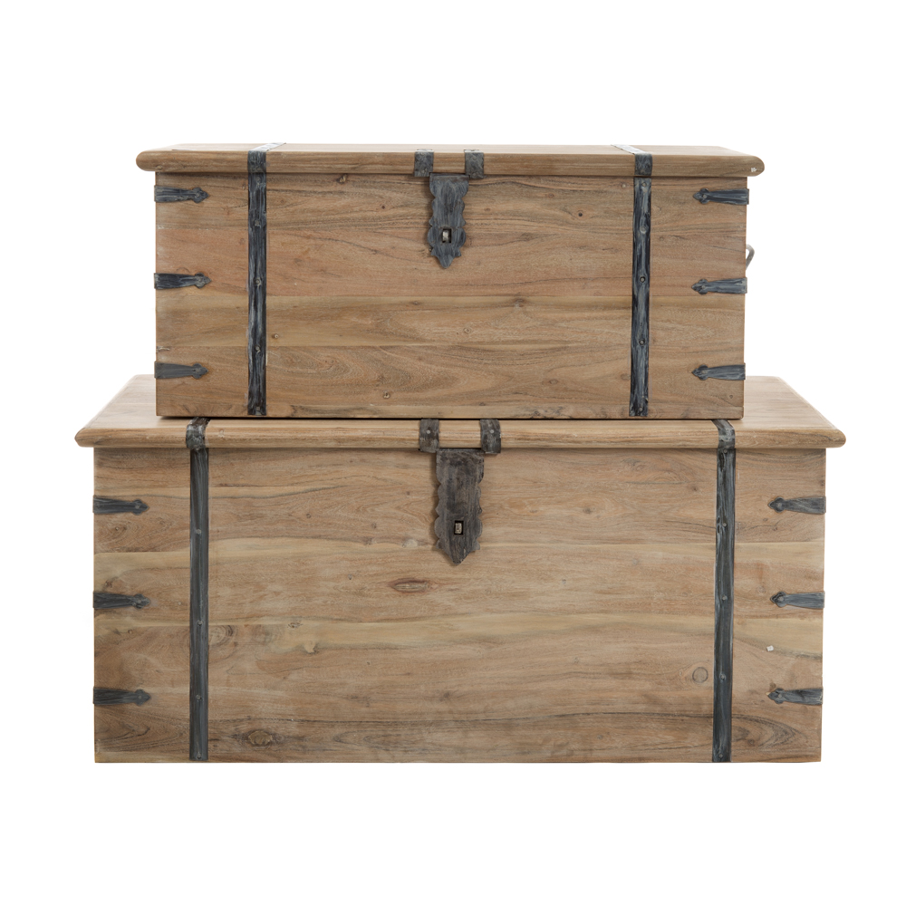 Artekko 720-1298-WHITEΜπαούλα ξύλινα σε πατίνα Σετ/2 (101x44x46)cm (83x33x36)cm