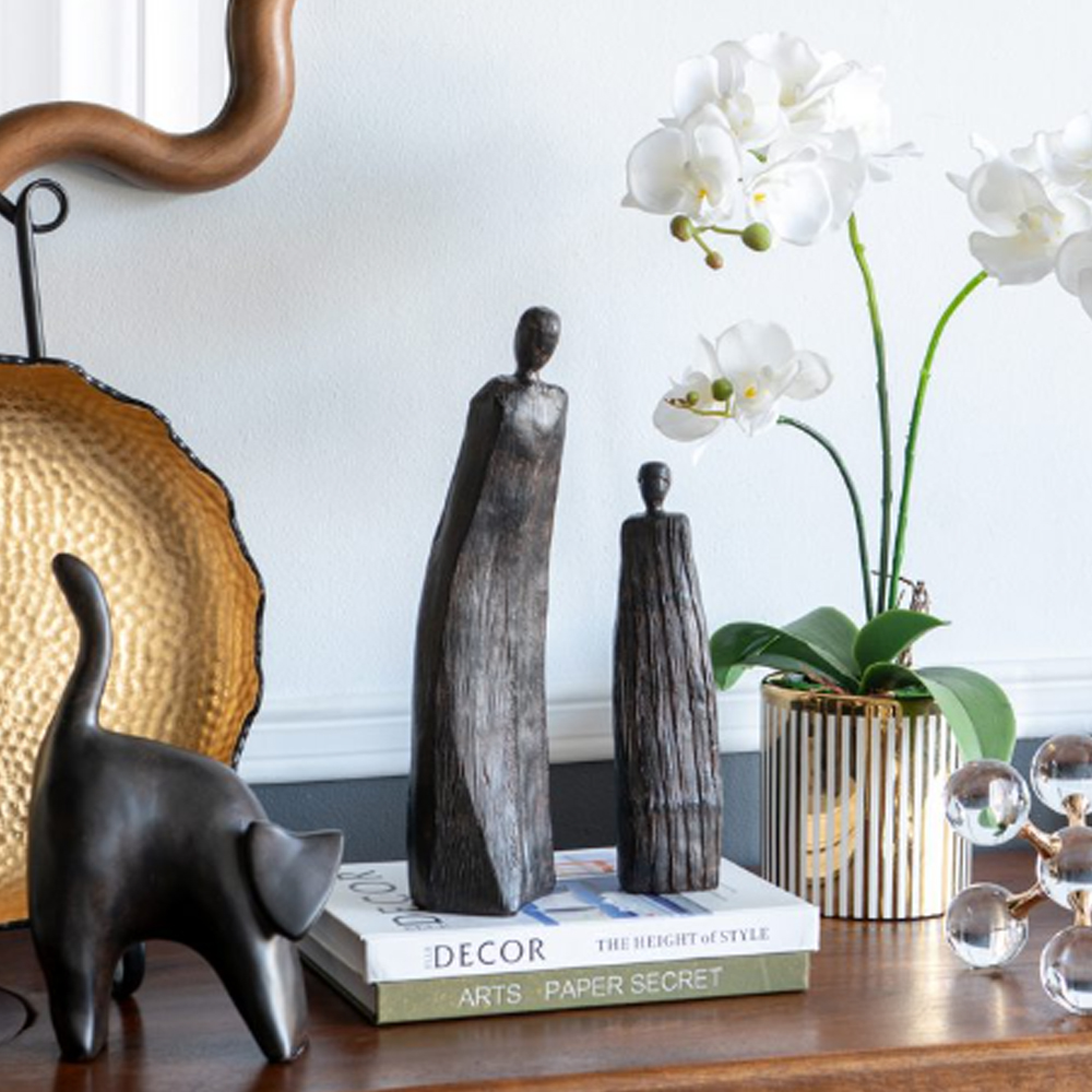Artekko Figurine Καφέ Διακοσμητικό Γλυπτό Ανθρώπου από Ρητίνη (10x8.2x35)cm