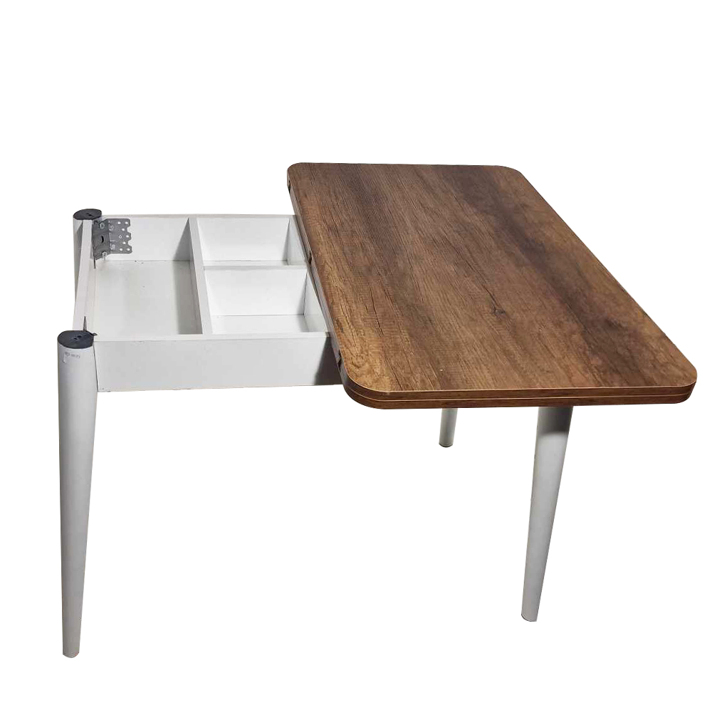Artekko783-0073 Dolunay Τραπέζι Επεκτεινόμενο MDF με Πλαστικό Πόδι Λευκό/Καφέ (100x60x79)cm (120x100)cm