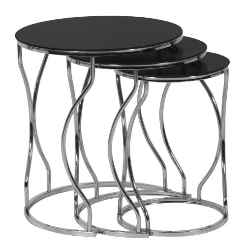 Artekko783-2510 Chaup Μεταλλικά Τραπεζάκια Ζιγκόν Σετ 3 Τεμάχια (50x50x58)cm