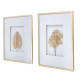 Artekko Botanicial Πίνακας με Φύλλα Ξύλο Γυαλί Χρυσό (60x3x80)cm Σετ/2