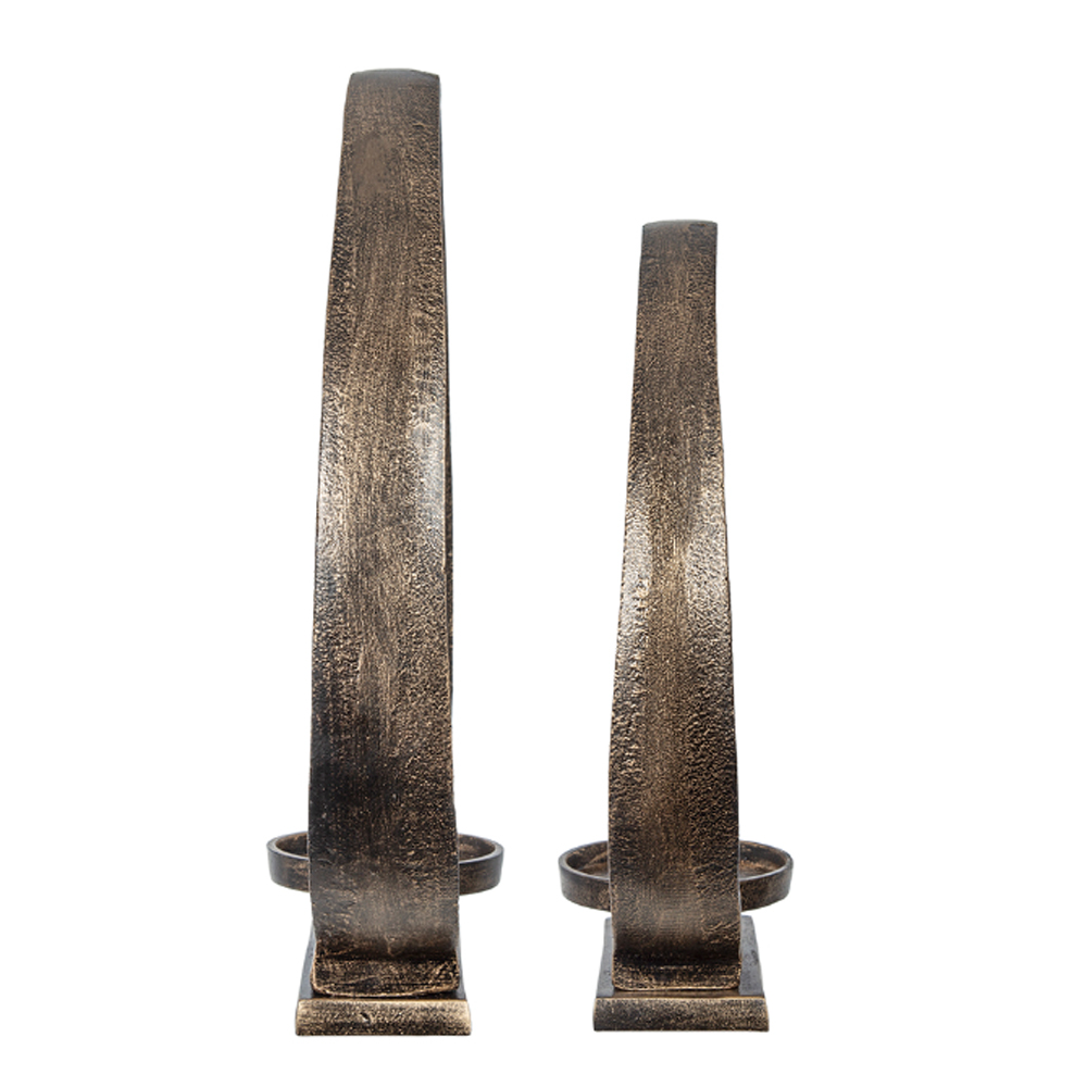 Artekko Trophy Κηροπήγιο Μέταλλο σε Καφέ Μπρονζέ (34.5x9.5x36.8)cm 2pcs