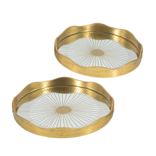 Artekko Tray Διακοσμητικός Δίσκος με Καθρέπτη Πλαστικό Γυαλί Χρυσό (40x40x4.4)cm Σετ/2